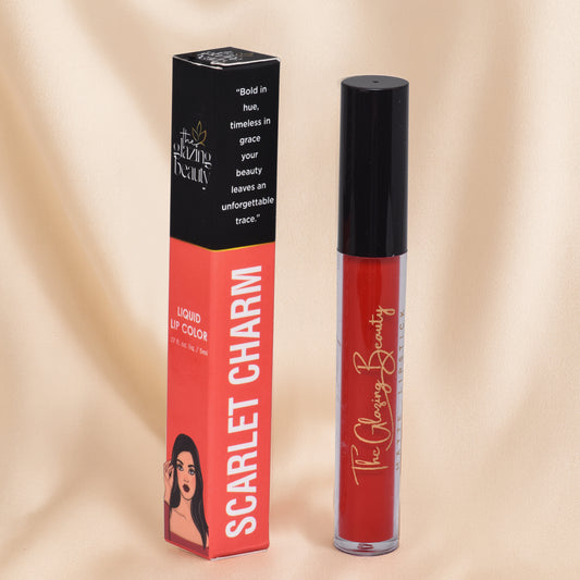 Scarlet Charm – Bold Red Liquid Lipstick