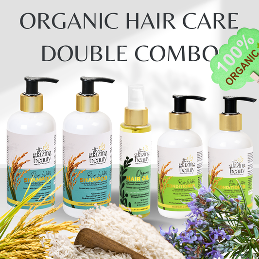 Rice Shampoo, Conditioner & Rosemary Hair Oil Combo