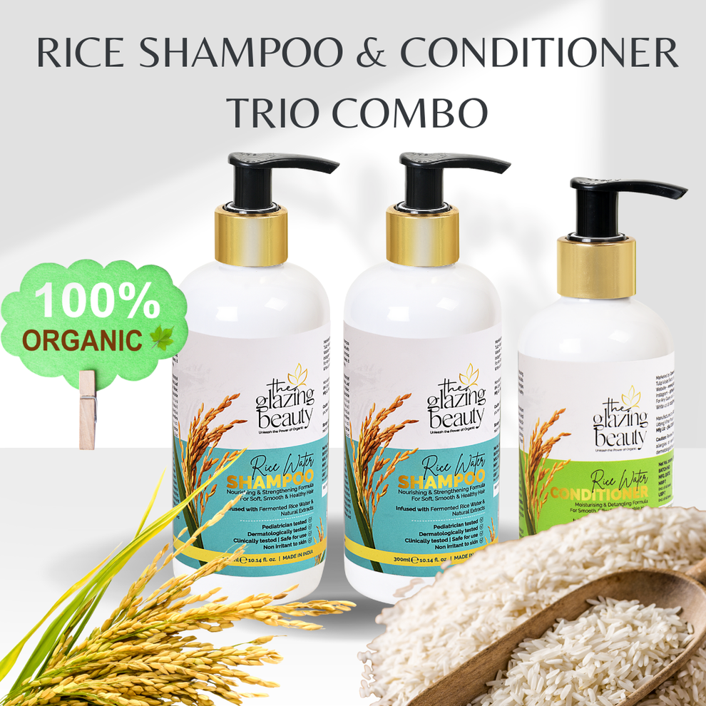 Rice Organic Shampoo And Conditioner Combo Pack – The Glazing Beauty