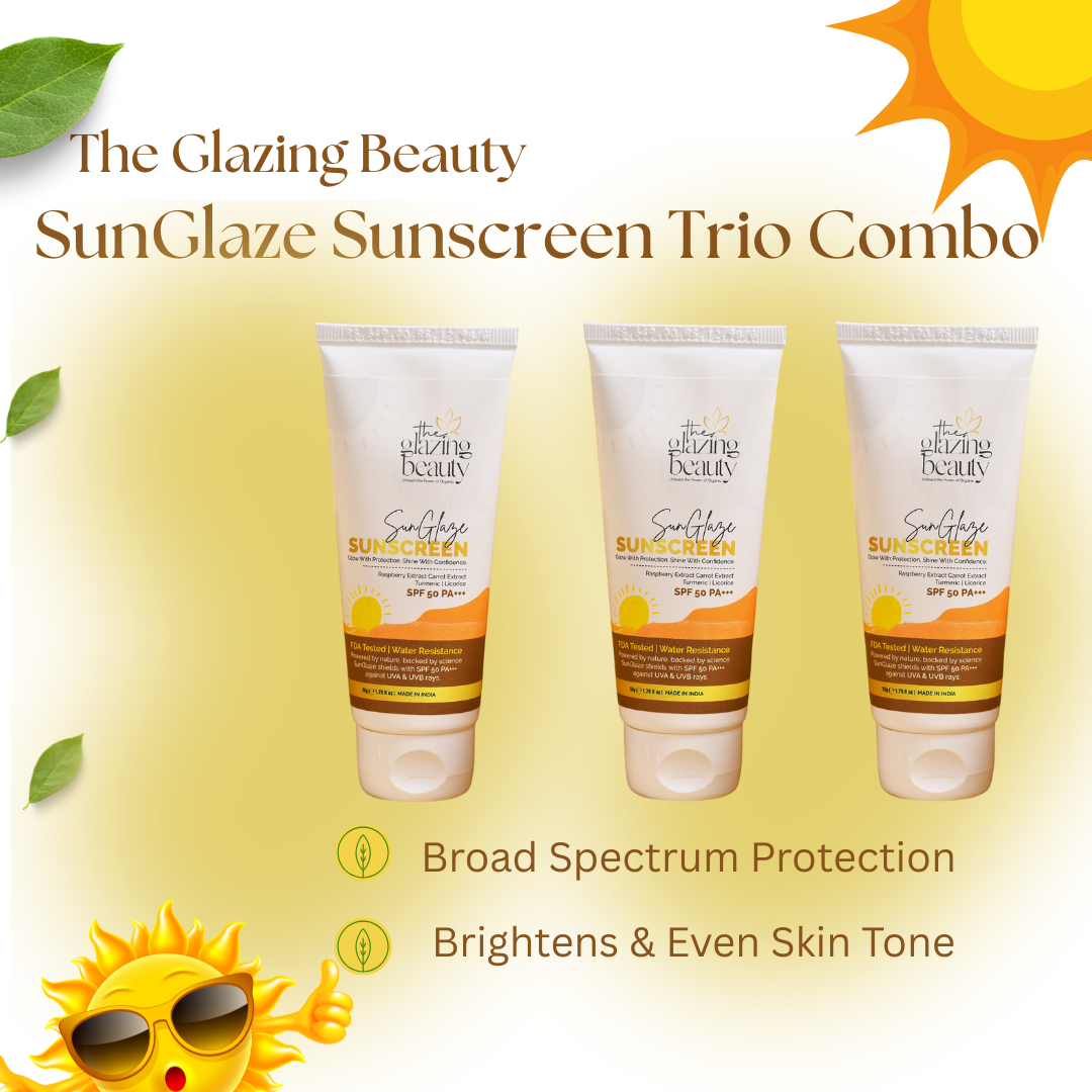 SunGlaze Sunscreen Trio Combo 50 Grams || UVA and UVB Rays Protection || SPF 50 PA+++